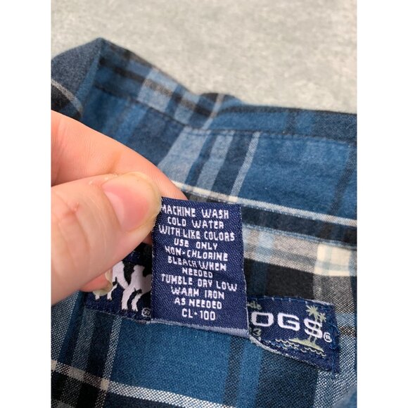 Vintage Big Dogs Shirt Men Large Blue Plaid Button Up Cotton Button Down Y2K - Picture 7 of 8